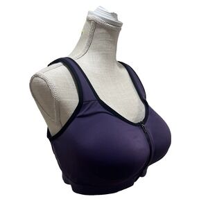 Victorias Secret Purple Knockout Sports Bra Size 38DDD Zip Front Closure Padded